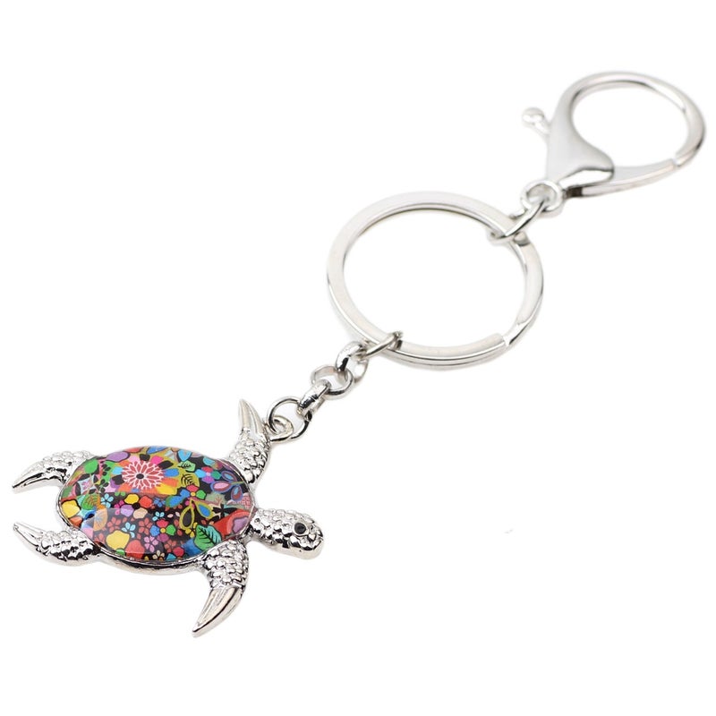 BONSNY Enamel Metal Turtle Keychain For Women Girls Gifts Car Purse bag Tortoise Pendant Charms (A) - Image 3